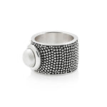 Sterling Silver ring in the Jawan style with a 10mm freshwater pearl by Gexist®