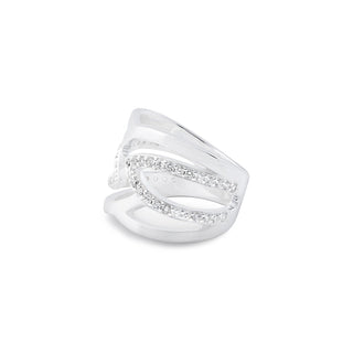 Sterling Silver ring with contemporary geometric style and pavé Zircon by Gexist®