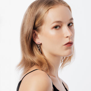 Sterling Silver stud earrings, made of 3 rings, shiny and polished, of different sizes by Gexist®