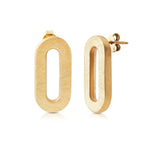 Sterling Silver yellow gold plating stud earrings in a modern oval shape by Gexist®