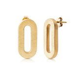Sterling Silver yellow gold plating stud earrings in a modern oval shape by Gexist®