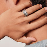Sterling silver Mummy ring with thin band effect, hand-crafted by Gexist®