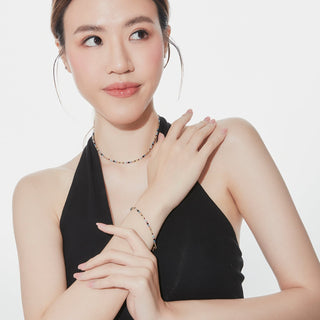 Sterling silver and yellow gold plating bracelet with multicoloured faceted beads by Gexist®