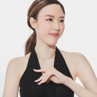 Sterling silver and yellow gold plating necklace with faceted blue/yellow opal beads by Gexist®