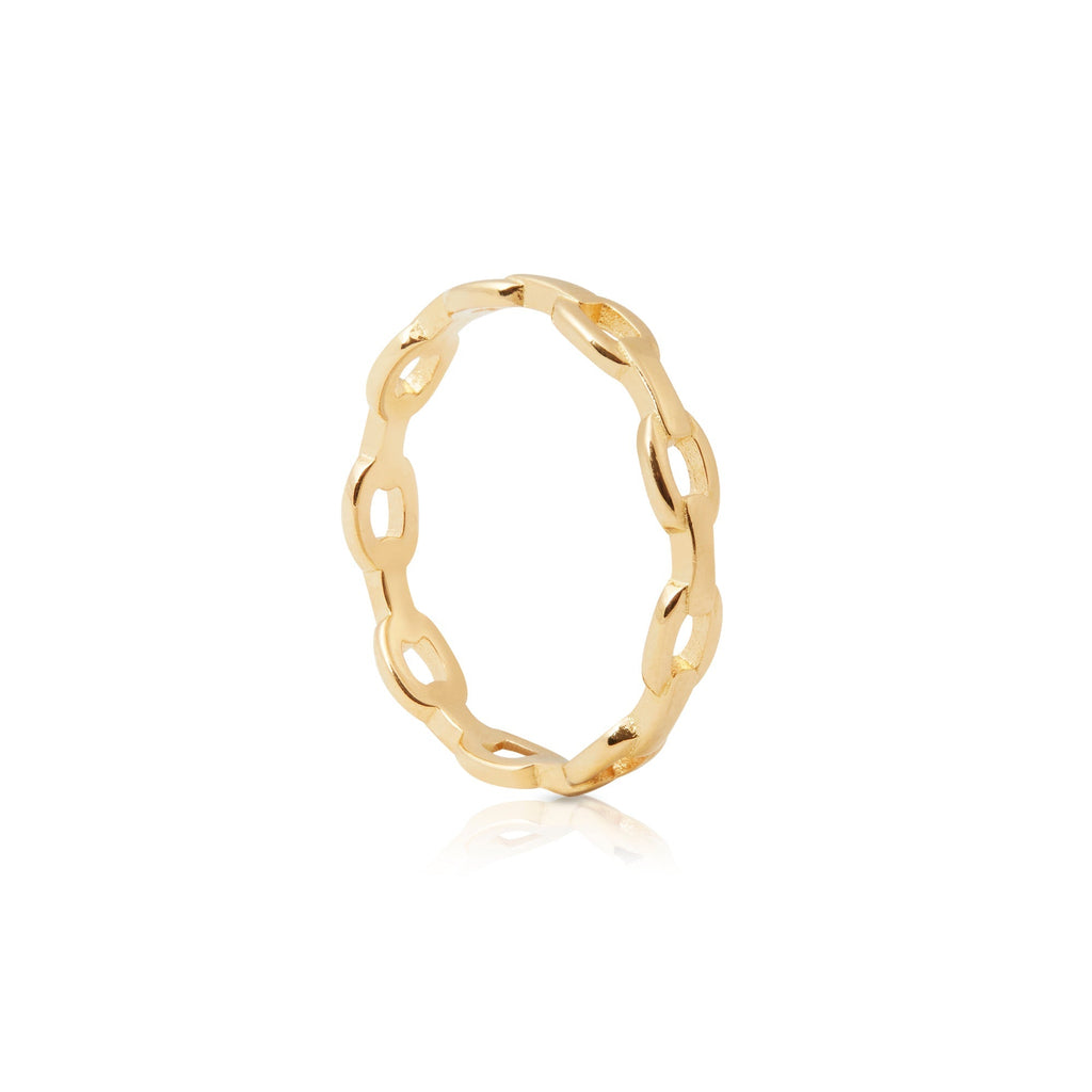 Sterling silver and yellow gold plating ring with marine links (chain) by Gexist®