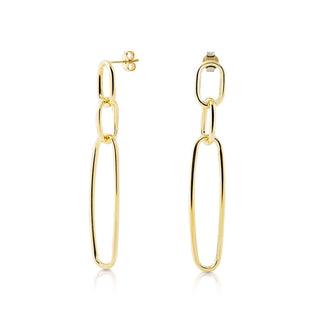 Sterling silver and yellow gold plating stud earrings, consisting of 3 different sized, shiny and polished rings by Gexist®