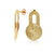 Sterling silver and yellow gold plating stud earrings, consisting of an oval-shaped element connected to a disc, both with a brushed finish by Gexist®