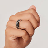 Sterling silver aqualine ring with polished and oxidised finish by Gexist®