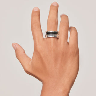 Sterling silver aqualine ring with polished and oxidised finish by Gexist®