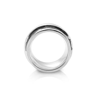 Sterling silver aqualine ring with polished and oxidised finish by Gexist®