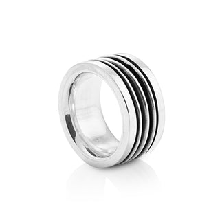 Sterling silver aqualine ring with polished and oxidised finish by Gexist®