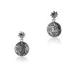 Sterling silver domed profile earring with Edelweiss design by Gexist®