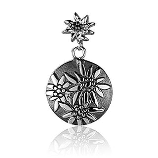 Sterling silver domed profile earring with Edelweiss design by Gexist®