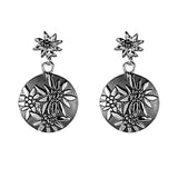 Sterling silver domed profile earring with Edelweiss design by Gexist®