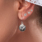 Sterling silver domed profile earring with Matterhorn and Edelweiss design by Gexist®
