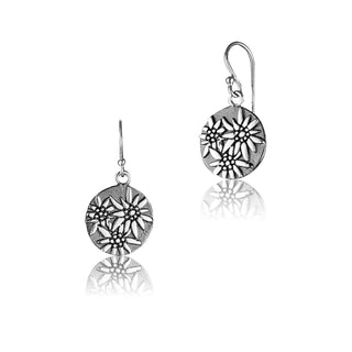 Sterling silver earring with flat profile Edelweiss design by Gexist®