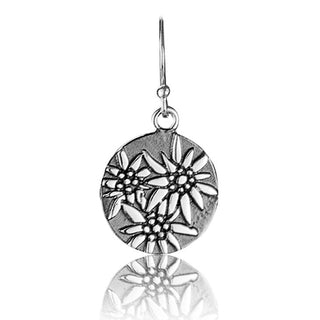 Sterling silver earring with flat profile Edelweiss design by Gexist®