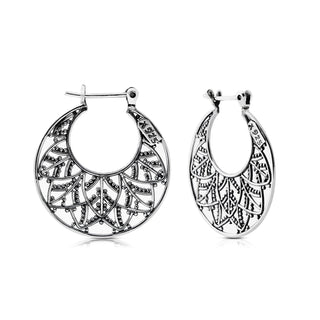 Sterling silver earrings in an ethno oriental style with a touch of oxidation by Gexist®