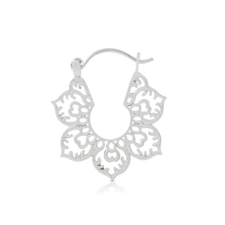 Sterling silver earrings in the shape of a hanging leaf by Gexist®