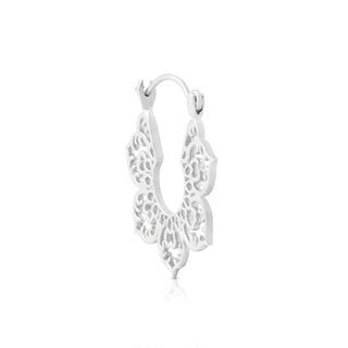 Sterling silver earrings in the shape of a hanging leaf by Gexist®