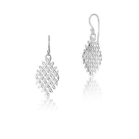 Sterling silver flower of life diamond shaped pendant earrings by Gexist®