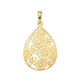Sterling silver gold plating pendant in the shape of a drop with a multitude of flowers by Gexist®