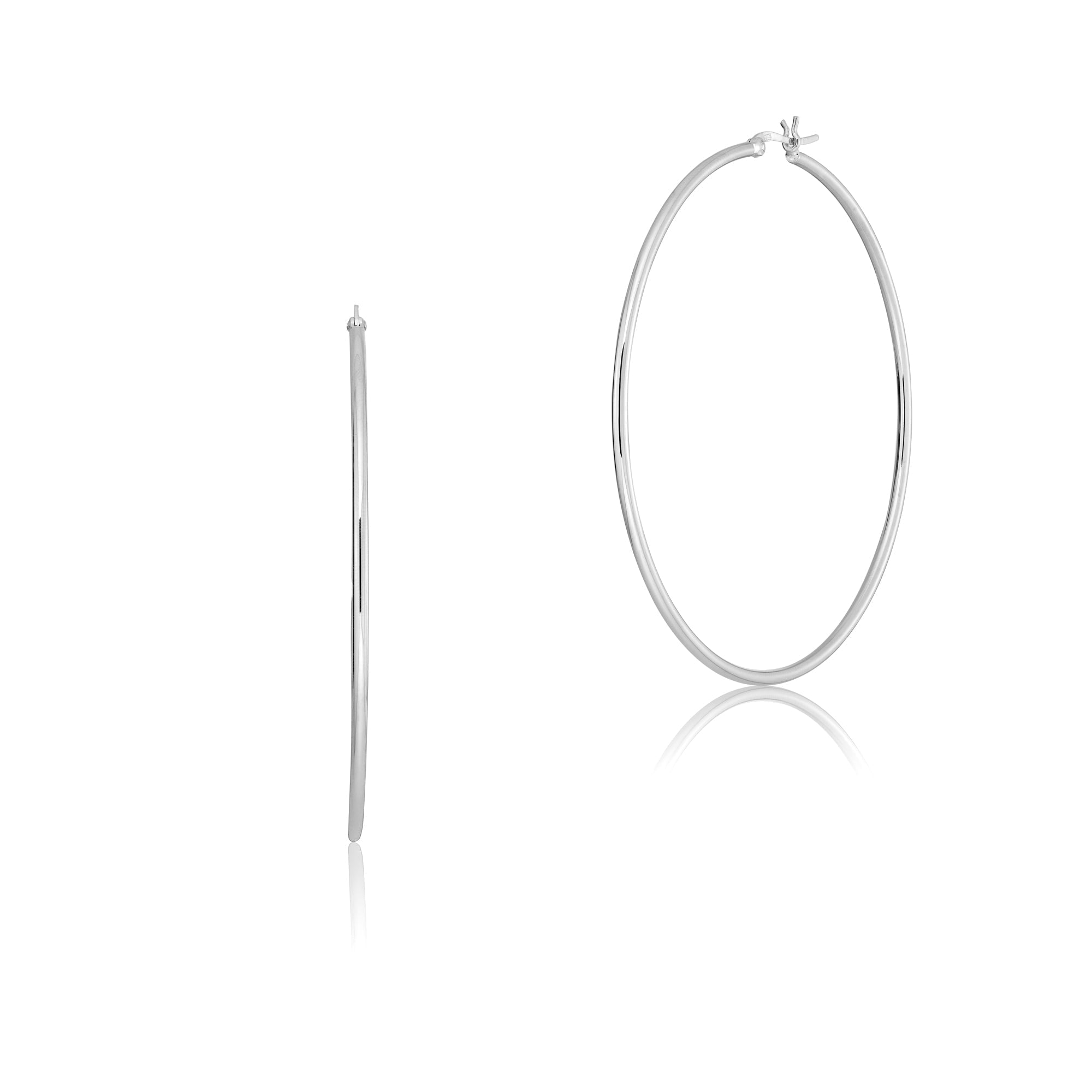 Amazon.com: 2.75 inch (70mm) 925 Sterling Silver Hoop Earrings JD23 :  Handmade Products