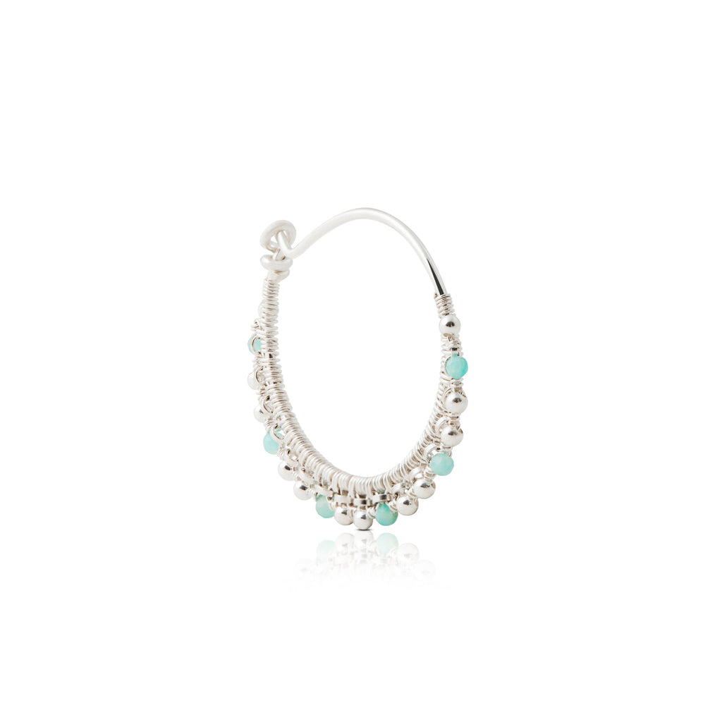 Sterling silver hoop earrings with Amazonite beads by Gexist®