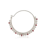 Sterling silver hoop earrings with garnet beads by Gexist®