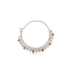 Sterling silver hoop earrings with garnet beads by Gexist®