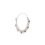 Sterling silver hoop earrings with garnet beads by Gexist®