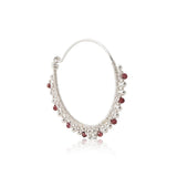 Sterling silver hoop earrings with garnet beads by Gexist®