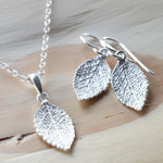 Sterling silver mint leaf earrings (MF469E) by Gexist®
