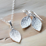 Sterling silver mint leaf earrings (MF469E) by Gexist®