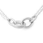 Sterling silver necklace made up of rings of different sizes with a shiny and brushed finish held by a triple oval rolo chain by Gexist®