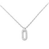 Sterling silver necklace with marine link chain featuring an elegant flat oval pendant with brushed finish by Gexist®
