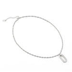 Sterling silver necklace with marine link chain featuring an elegant flat oval pendant with brushed finish by Gexist®