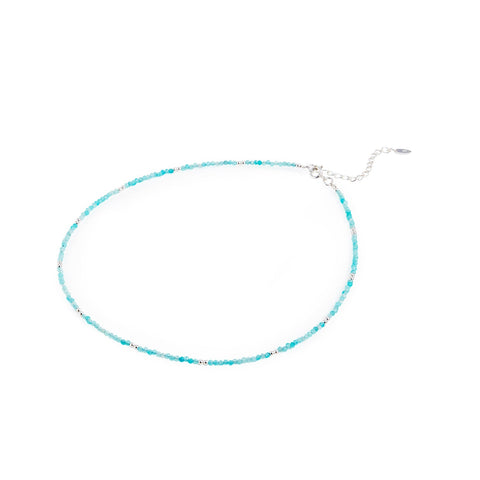 Sterling silver necklace with sterling silver beads and faceted amazonite beads by Gexist®