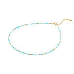 Sterling silver necklace with yellow gold plating sterling silver beads and faceted amazonite beads by Gexist®