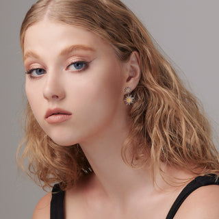 Sterling silver pendant earring with Bicolor Shiny Edelweiss by Gexist®