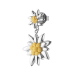 Sterling silver pendant earring with Bicolor Shiny Edelweiss by Gexist®