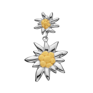 Sterling silver pendant earring with Bicolor Shiny Edelweiss by Gexist®