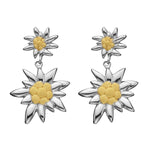Sterling silver pendant earring with Bicolor Shiny Edelweiss by Gexist®