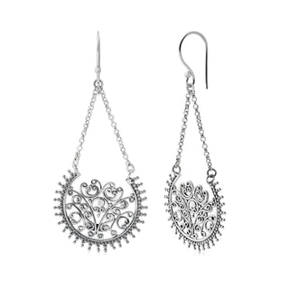 Sterling silver pendant earrings in oriental style with a touch of oxidation by Gexist®