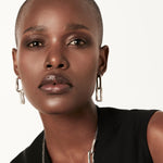Sterling silver pendant earrings made of 2 rectangles with different finishes by Gexist®