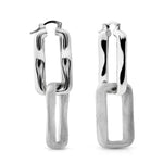Sterling silver pendant earrings made of 2 rectangles with different finishes by Gexist®