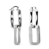 Sterling silver pendant earrings made of 2 rectangles with different finishes by Gexist®