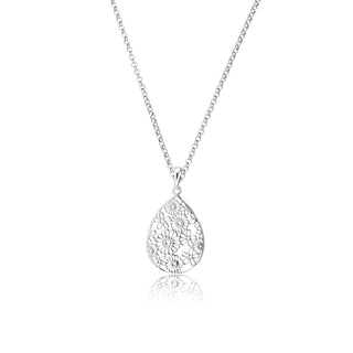 Sterling silver pendant in the shape of a drop with a multitude of flowers by Gexist®