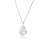 Sterling silver pendant in the shape of a drop with a multitude of flowers by Gexist®