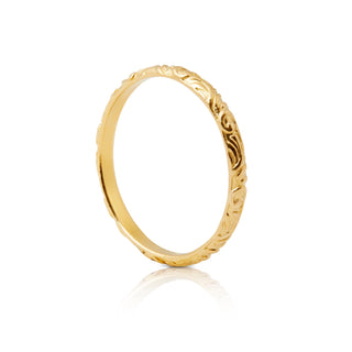 Sterling silver ring and yellow gold plating ethno style with small engravings by Gexist®